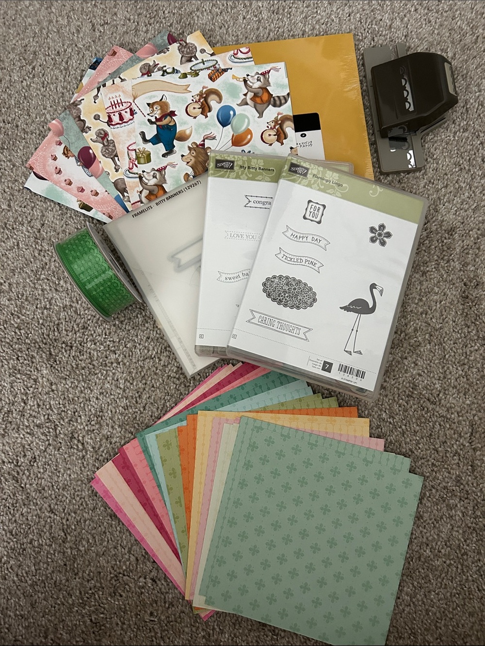 Stampin’ Up! Bundle with stamps, dies, paper, ribbon, punch and cardstock